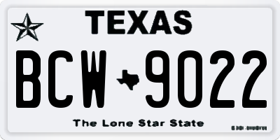 TX license plate BCW9022