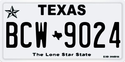 TX license plate BCW9024