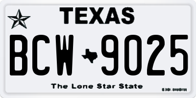 TX license plate BCW9025