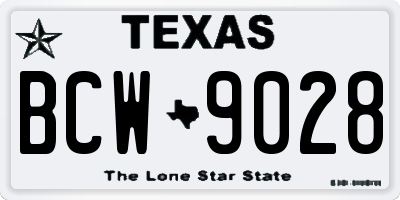 TX license plate BCW9028