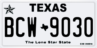 TX license plate BCW9030
