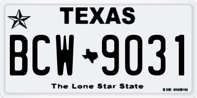 TX license plate BCW9031