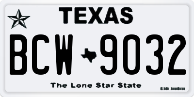 TX license plate BCW9032