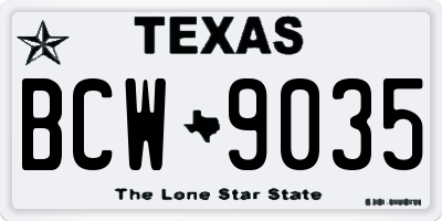 TX license plate BCW9035