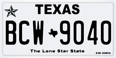 TX license plate BCW9040