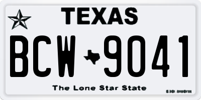 TX license plate BCW9041