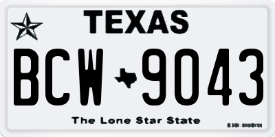 TX license plate BCW9043