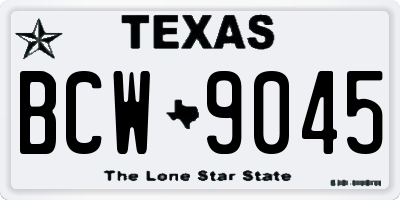 TX license plate BCW9045