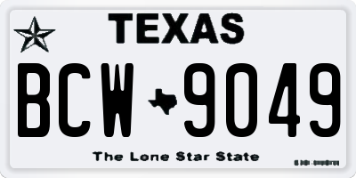 TX license plate BCW9049