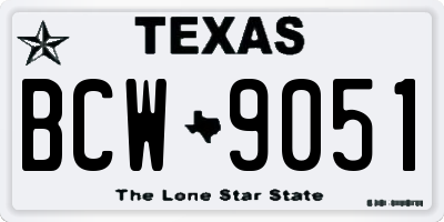 TX license plate BCW9051