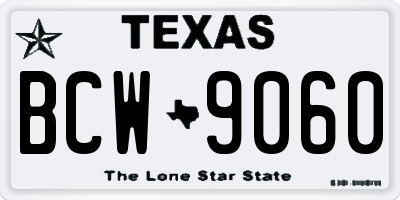 TX license plate BCW9060