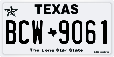 TX license plate BCW9061