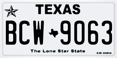 TX license plate BCW9063