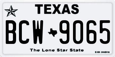 TX license plate BCW9065