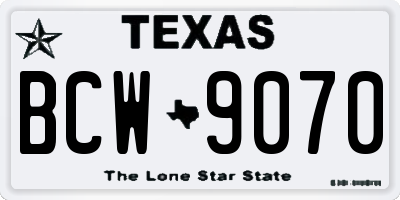 TX license plate BCW9070