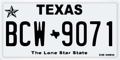 TX license plate BCW9071