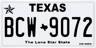 TX license plate BCW9072