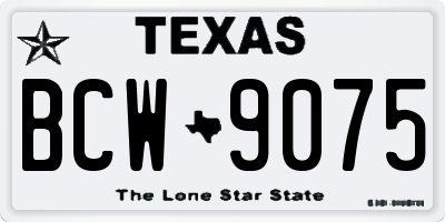 TX license plate BCW9075