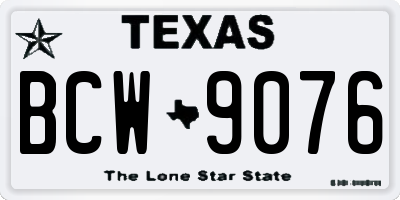 TX license plate BCW9076