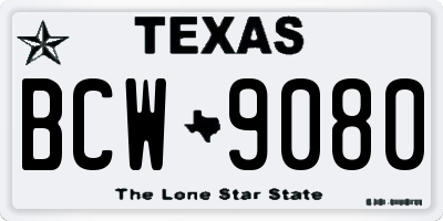 TX license plate BCW9080
