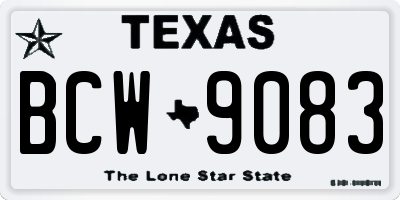 TX license plate BCW9083