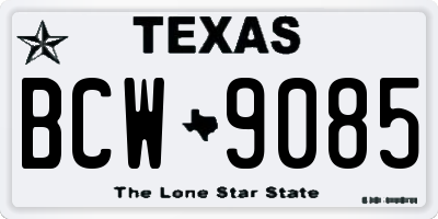 TX license plate BCW9085