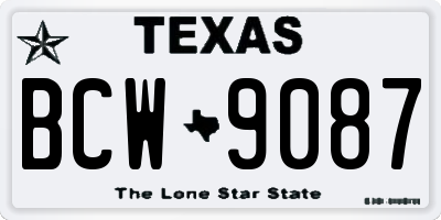 TX license plate BCW9087