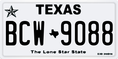 TX license plate BCW9088