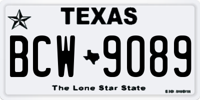 TX license plate BCW9089