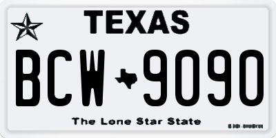 TX license plate BCW9090