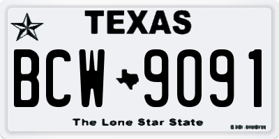 TX license plate BCW9091