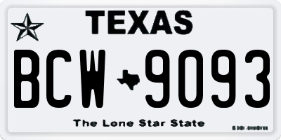 TX license plate BCW9093