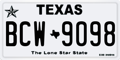 TX license plate BCW9098