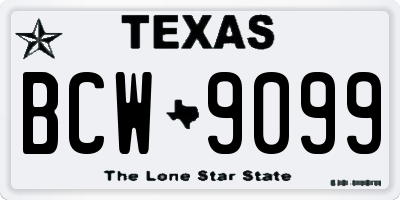 TX license plate BCW9099