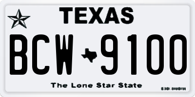 TX license plate BCW9100