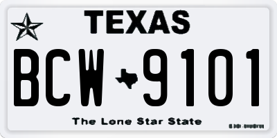 TX license plate BCW9101