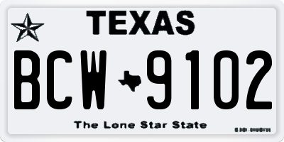 TX license plate BCW9102
