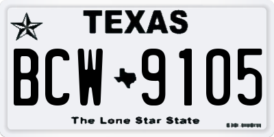 TX license plate BCW9105