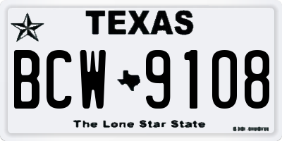 TX license plate BCW9108