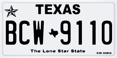 TX license plate BCW9110