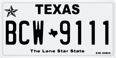 TX license plate BCW9111
