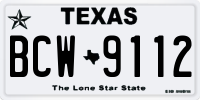 TX license plate BCW9112