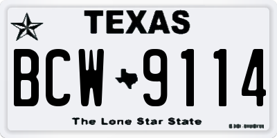 TX license plate BCW9114