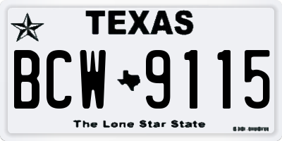 TX license plate BCW9115