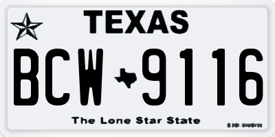 TX license plate BCW9116