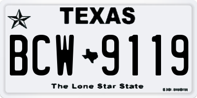 TX license plate BCW9119