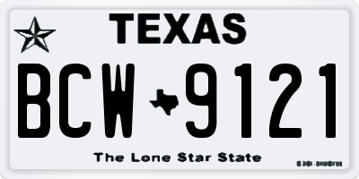 TX license plate BCW9121