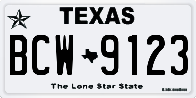 TX license plate BCW9123