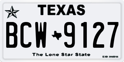 TX license plate BCW9127