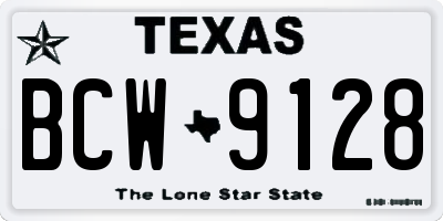 TX license plate BCW9128